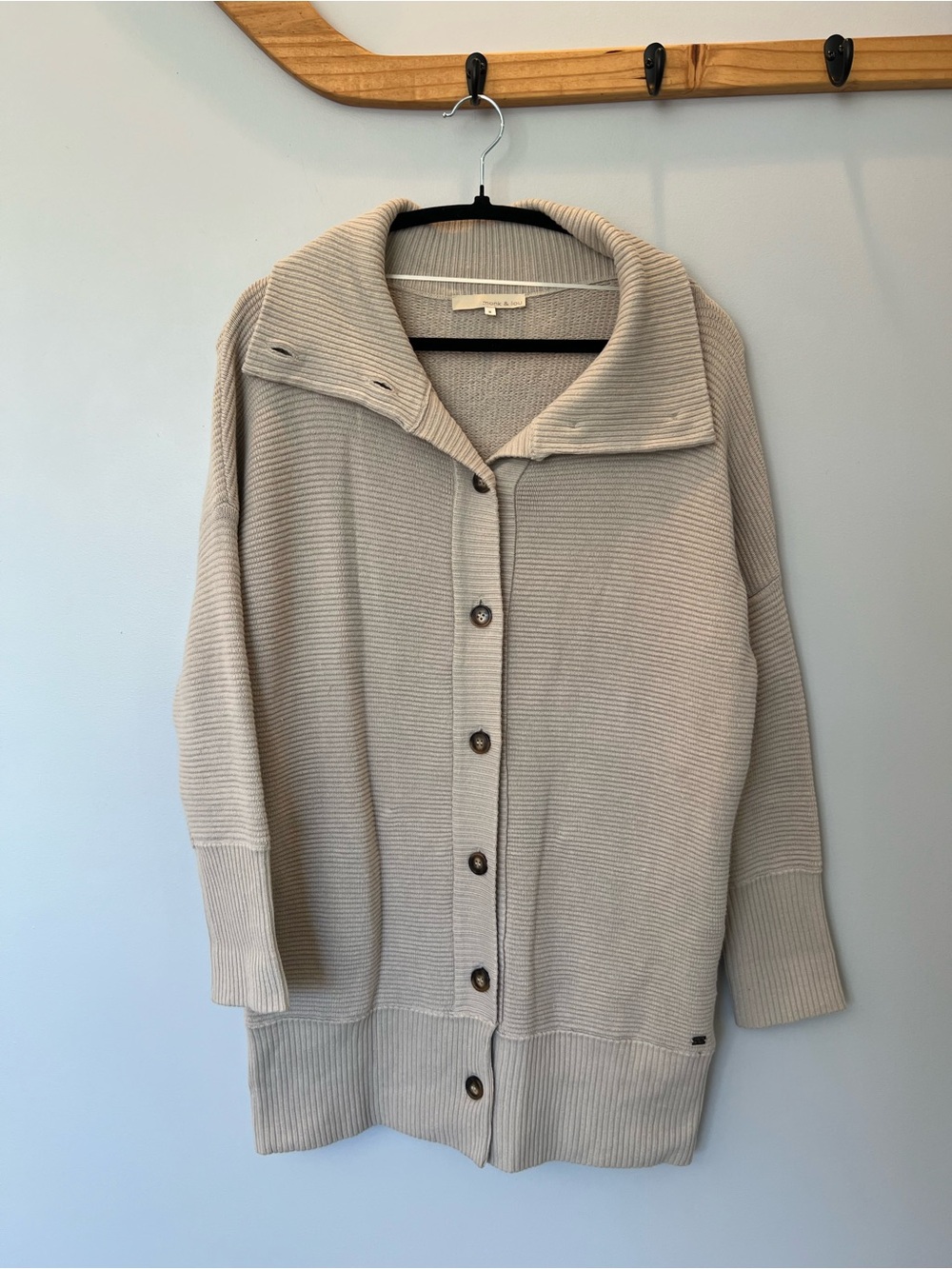 Cozy Light Beige Button-Front Cardigan Sweater
